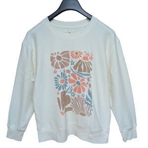 Maurices Corded Floral Crew Neck Sweatshirt Size Large